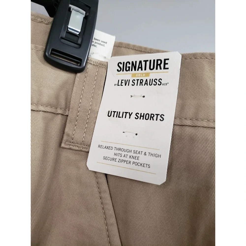NEW Levi Strauss Signature BEIGE Utility Cargo Khaki Shorts Size 46 BIG & TALL